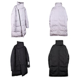 NFWYS HOLOGRAPHIC IRREGULAR STYLE HIGH NECK DUCK DOWN LONG JACKET - boopdo