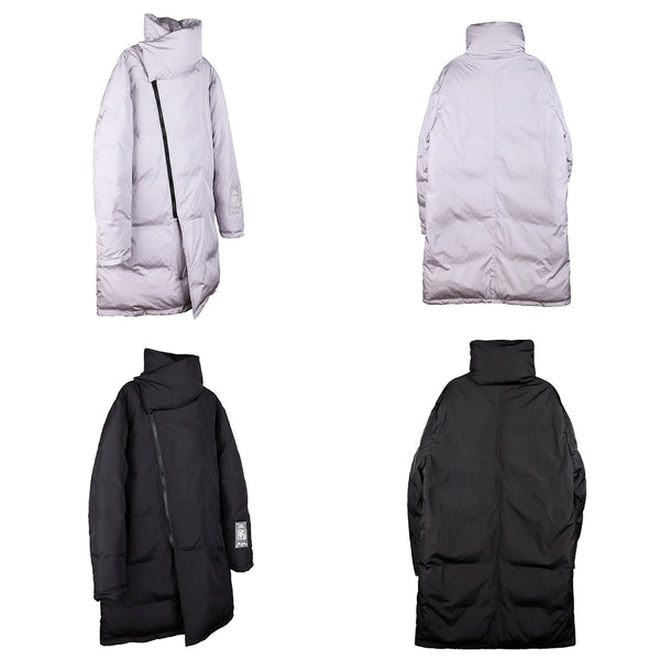 NFWYS HOLOGRAPHIC IRREGULAR STYLE HIGH NECK DUCK DOWN LONG JACKET - boopdo