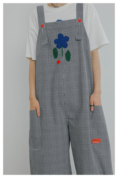 TYAKASHI MINIMAL DUNGAREE JUMPSUIT IN CHECK - boopdo