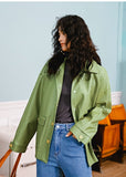 8GIRLS DESIGN BELTED FAUX LEATHER JACKET IN GREEN - boopdo