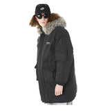 SWAGGER SHOTE MID LENGTH FAUX FUR COLLAR HOODED JACKET - boopdo