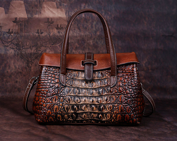 CAPRINOLA EMBOSSED CROCODILE LEATHER HANDBAGS - boopdo