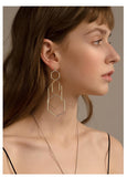 UZL DESIGN ABSTRACT LINK DROP EARRINGS IN GOLD PLATE - boopdo
