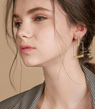 UZL DESIGN TEXTURED SQUARE DROP EARRINGS IN GOLD - boopdo