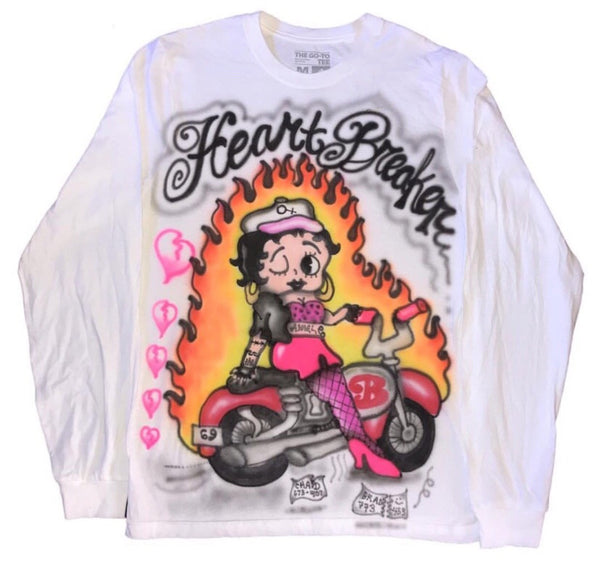 POLEMIA BAD BOYZ HEART BREAKER BETTY GRAFFITI LONG SLEEVE T SHIRT - boopdo