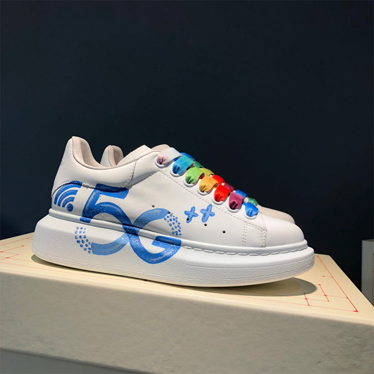ALISANDRO MOQUEN HAND PAINTED GRAFFITI 5G CHUNKY SOLE LEATHER SNEAKER ...