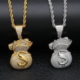 TREVORZA ZIRCON MONEY BAG JEWELRY NECKLACE - boopdo