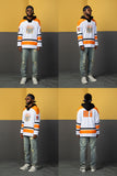 NFWYS KOAK HOCKEY V NECK SWEATSHIRT IN ORANGE WHITE - boopdo