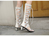 PROVA PERFETTO HUFFO WOFO OPEN TOE KNEE HIGH LEATHER SANDALS - boopdo