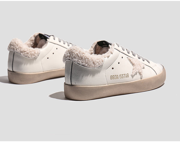 FXSO GOLD LETTERS PRINT TRAINERS IN WOOLEN WHITE B18379 - boopdo