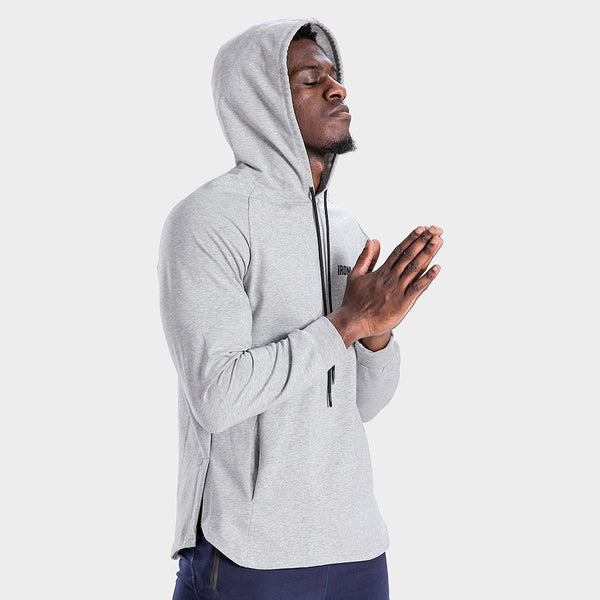 IRON LIFE FITNESS PERFORMANCE SPORTSWEAR HOODED SWEATSHIRT IN GRAY - boopdo