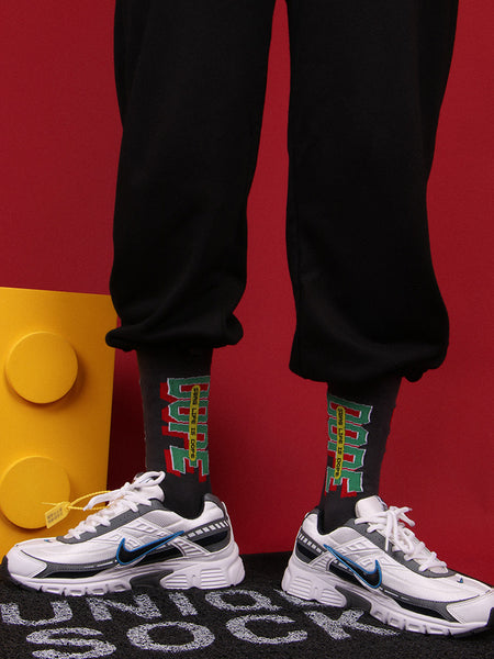 ZWILL UNIQUE SWAG LIFE IS DOPE PRINT SKATEBOARD SOCKS - boopdo