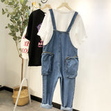 BOOPDO PRINT DUNGAREES STRAIGHT FIT IN BLUE - boopdo