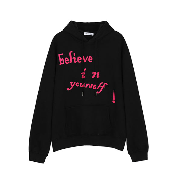 KURDO AZZA STYLE BELIEVE IN YOURSELF EMBROIDERED HOODIE SWEATSHIRTS - boopdo