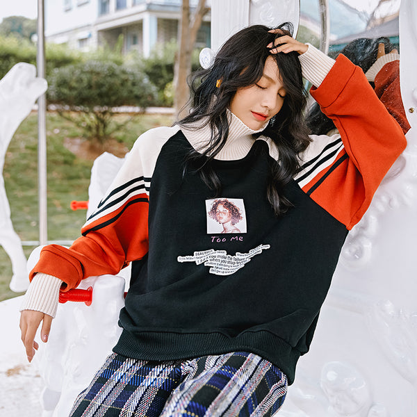 8GIRLS HIGH NECK PRINTED SWEATER - boopdo