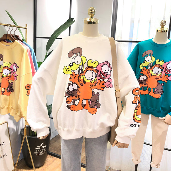 SIMDA GARFIELD OVERSIZED SWEATSHIRT - boopdo