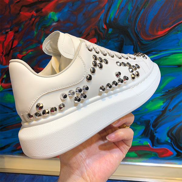 ALISANDRO MOQUEN MCKUN LEATHER CHUNKY SOLE UNISEX SNEAKER WITH RIVETS