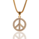 FOOGIE PEACE SIGN STAINLESS STEEL HIP HOP NECKLACE IN GOLD - boopdo