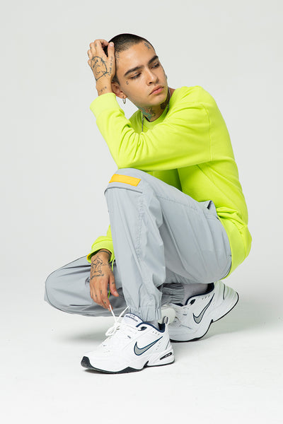 NFWYS ZAOBAMO HAMMER SHAPED STRIPED REFLECTIVE SWEATPANTS IN GRAY - boopdo