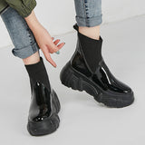 ROXAPE CHUNKY PLATFORM LEATHER ANKLE BOOTS - boopdo