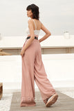 VERRAGE HIGH WAIST WIDE LEG TROUSERS IN PINK - boopdo