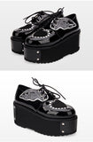 COSSO POOM CLASSIC LOLITA PUNK WEDGED PLATFORM BOOTS IN BLACK - boopdo