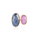 JELLY GIRL 18K ROSE GOLD DARK BLUE AND PINK GEMSTONE RING - boopdo