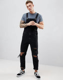 BOOPDO MONKILA RIPPED DENIM OVERALL JUMPSUIT IN NAVY AND BLACK - boopdo