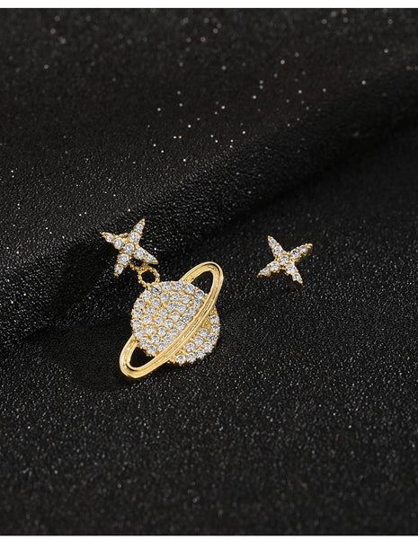 UZL DESIGN CRYSTAL STAR AND EARTH STUD EARRINGS - boopdo