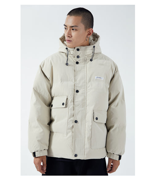 IVORY SWAGGER WOSHIHEC MULTI POCKET STREET CLOTHING HOODED JACKET - boopdo