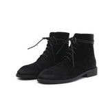 WAZALO BRITISH MARTINA FROSTED LEATHER ANKLE BOOTS - boopdo