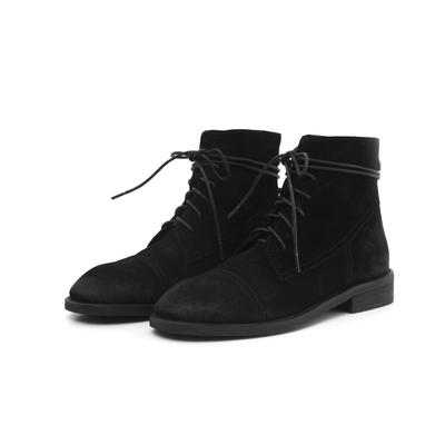 WAZALO BRITISH MARTINA FROSTED LEATHER ANKLE BOOTS - boopdo