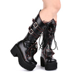 JENNA TIFFANY GOTHIC COSBY PUNK STYLE HANDMADE CHUNKY PLATFORM BOOTS - boopdo