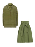 VERRAGE RELAXED FIT HORIZONTAL STRIPE SHIRT AND TIE FRONT WIDE LEG SHORTS - boopdo
