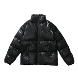 TRAVIS TRENDIX HIGH NECK FAUX LEATHER BOMBER JACKET IN BLACK - boopdo