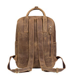 MANTIME EIGHTH AVENUE RETRO HANDMADE OUTDOOR 15 INCHES LEATHER BACKPACK IN BROWN - boopdo