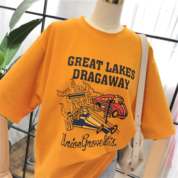 SIMDA GREAT LAKES DRAGAWAY PRINT LONGLINE T SHIRT - boopdo