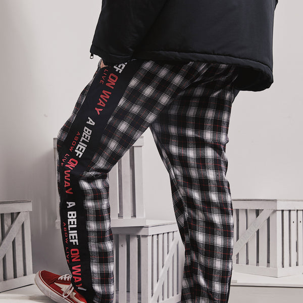 A BELIEF ON WAY BY ABOW LIFE PLAID TRACK PANTS - boopdo