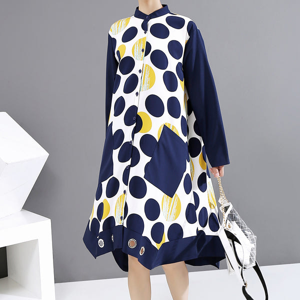 STELLA MARINA COLLEZIONE LONG SLEEVED DOTTED DRESS - boopdo