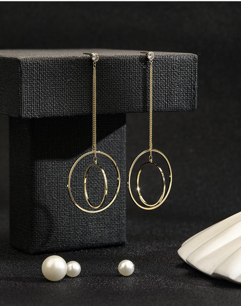 UZL DESIGN GOLD PLATED DOUBLE HOOP DROP EARRINGS - boopdo