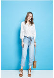 ARTKA HIGH RISE MOM JEANS IN LIGHT BLUE - boopdo