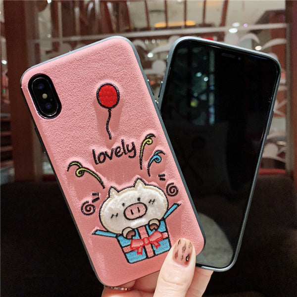 CUTE PIG GIFT BOX CARTOON APPLE IPHONE COVER - boopdo