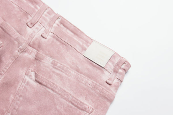 PARKER RIP AND REPAIR WASHED DENIM JEAN PANTS IN PINK - boopdo
