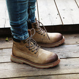 MOZZA ROCKINE MARTIN BRITISH STYLE MID LEATHER BOOTS - boopdo