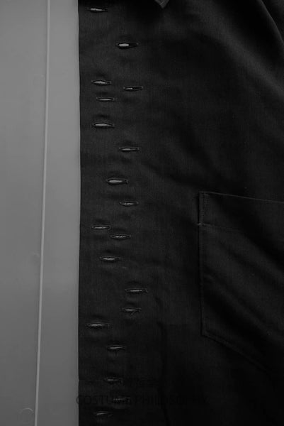 YOHJO KIMONO HIGH NECK MULTI BUTTON IRREGULAR SHIRT IN BLACK - boopdo