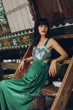 SINCE THEN WIDE LEG JUMPSUIT WITH CUT OUT DETAIL BEACH JUMPSUIT IN GREEN - boopdo
