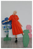 TYAKASHI MIDI SHIRT DRESS IN ORANGE - boopdo