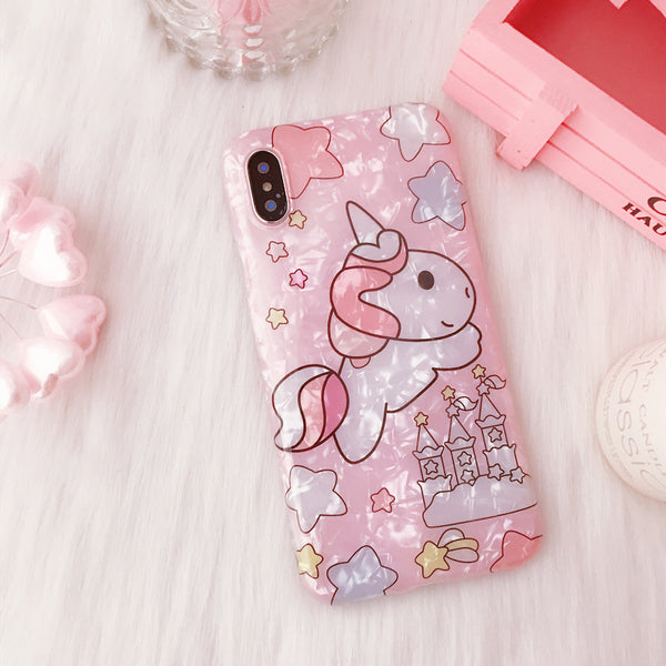 CUTE PONY UNICORONA PEARLESCENT APPLE IPHONE COVER IN PINK - boopdo