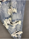 CATEN TWIX RIPPED PATCHWORK WASHED DENIM JEAN PANTS IN BLUE - boopdo