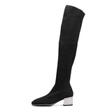 URBANWEAR GLAMOUR CELLE OVER THE KNEE STOVEPIPE SOCK BOOTS IN BLACK - boopdo